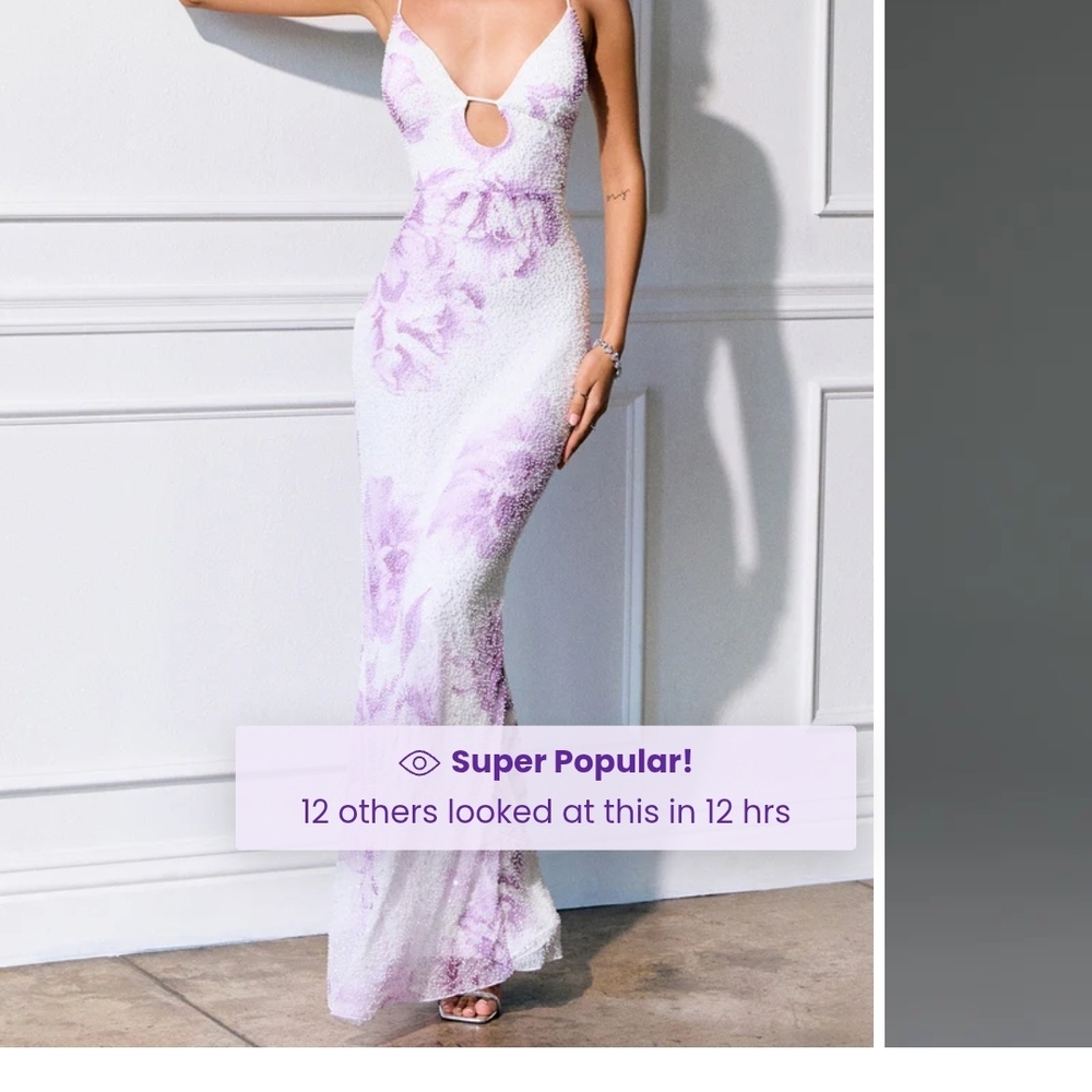 Lavender White Floral Cutout Maxi Dress